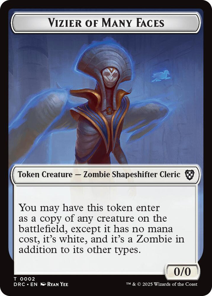 Vizier of Many Faces // Zombie (0003) Double-Sided Token [Aetherdrift Commander Tokens]